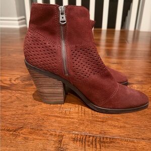 Suede Lucky Brand Burgundy Ankle Booties leather upper